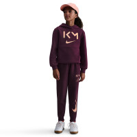 Nike Kylian Mbappé Club Fleece Hoodie Kids Bordeauxrood Oranje