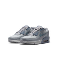 Baskets Nike Air Max 90 en cuir pour enfants gris bleu