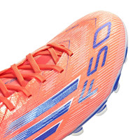 adidas F50 Pro Gazon Naturel Artificiel Chaussures de Foot (MG) Orange Bleu Blanc
