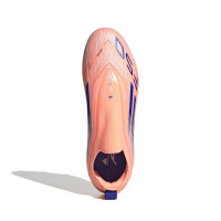 adidas F50 Elite Sans Lacets Gazon Naturel Chaussures de Foot (FG) Enfants Orange Bleu Blanc