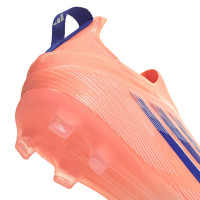 adidas F50 Elite Sans Lacets Gazon Naturel Chaussures de Foot (FG) Enfants Orange Bleu Blanc