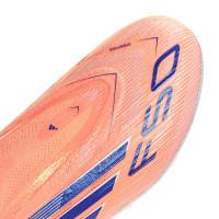 adidas F50 Elite Sans Lacets Gazon Naturel Chaussures de Foot (FG) Enfants Orange Bleu Blanc