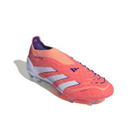 adidas Predator Elite Sans Lacets Gazon Naturel Chaussures de Foot (FG) Orange Blanc Bleu