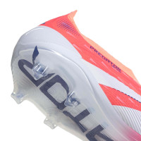 adidas Predator Elite Sans Lacets Gazon Naturel Chaussures de Foot (FG) Orange Blanc Bleu