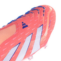 adidas Predator Elite Sans Lacets Gazon Naturel Chaussures de Foot (FG) Orange Blanc Bleu