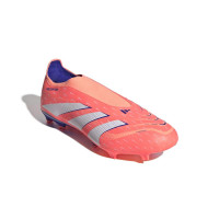 adidas Predator League Sans Lacets Gazon Naturel Artificiel Chaussures de Foot (MG) Orange Blanc Bleu