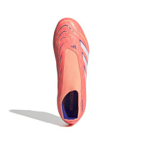 adidas Predator League Sans Lacets Gazon Naturel Artificiel Chaussures de Foot (MG) Orange Blanc Bleu