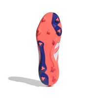 adidas Predator League Sans Lacets Gazon Naturel Artificiel Chaussures de Foot (MG) Orange Blanc Bleu