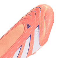 adidas Predator League Sans Lacets Gazon Naturel Artificiel Chaussures de Foot (MG) Orange Blanc Bleu