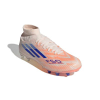 adidas F50 Sparkfusion League Gazon Naturel Artificiel Chaussures de Foot (MG) Femmes Orange Bleu
