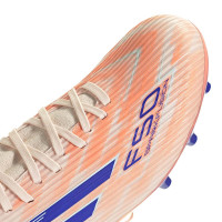 adidas F50 Sparkfusion League Gazon Naturel Artificiel Chaussures de Foot (MG) Femmes Orange Bleu