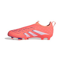 adidas Predator League Sans Lacets Gazon Naturel Artificiel Chaussures de Foot (MG) Enfants Orange Blanc Bleu