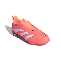 adidas Predator League Sans Lacets Gazon Naturel Artificiel Chaussures de Foot (MG) Enfants Orange Blanc Bleu