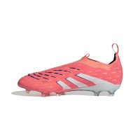 adidas Predator Elite Sans Lacets Gazon Naturel Chaussures de Foot (FG) Enfants Orange Blanc Bleu