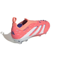 adidas Predator Elite Sans Lacets Gazon Naturel Chaussures de Foot (FG) Enfants Orange Blanc Bleu