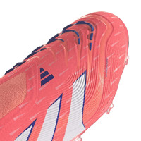 adidas Predator Elite Sans Lacets Gazon Naturel Chaussures de Foot (FG) Enfants Orange Blanc Bleu