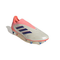 adidas Copa Pure III Elite Sans Lacets Crampons Vissés Chaussures de Foot (SG) Blanc Cassé Bleu Rose