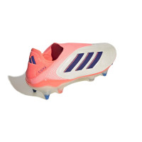 adidas Copa Pure III Elite Sans Lacets Crampons Vissés Chaussures de Foot (SG) Blanc Cassé Bleu Rose