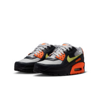 Baskets Nike Air Max 90 en cuir pour enfants, gris, noir, orange