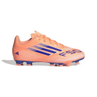 adidas F50 Club Gazon Naturel Gazon Artificiel Chaussures de Foot (MG) Enfants Orange Bleu Blanc