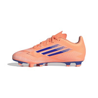 adidas F50 Club Gazon Naturel Gazon Artificiel Chaussures de Foot (MG) Enfants Orange Bleu Blanc