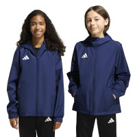 Veste d'entraînement adidas Entrada 26 Allweather pour Enfants, bleu foncé et blanc