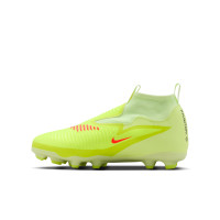 Nike Phantom 6 High Academy Sans Lacets Gazon Naturel Artificiel Chaussures de Foot (MG) Enfants Jaune Orange Noir