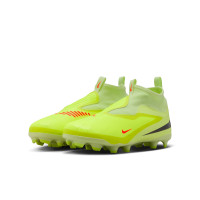 Nike Phantom 6 High Academy Sans Lacets Gazon Naturel Artificiel Chaussures de Foot (MG) Enfants Jaune Orange Noir