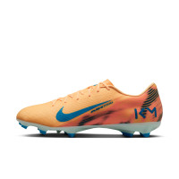 Nike Zoom Mercurial Vapor 16 Mbappé Academy Gazon Naturel Artificiel Chaussures de Foot (MG) Orange Clair Turquoise