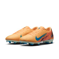 Nike Zoom Mercurial Vapor 16 Mbappé Academy Gazon Naturel Artificiel Chaussures de Foot (MG) Orange Clair Turquoise