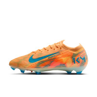 Nike Zoom Mercurial Vapor 16 Mbappé Elite Gras Voetbalschoenen (FG) Lichtoranje Turquoise