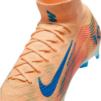 Nike Zoom Mercurial Superfly 10 Mbappé Elite Gazon Naturel Chaussures de Foot (FG) Orange Clair Turquoise