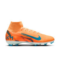 Nike Zoom Mercurial Superfly 10 Mbappé Pro Gras Voetbalschoenen (FG) Lichtoranje Turquoise