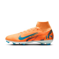 Nike Zoom Mercurial Superfly 10 Mbappé Pro Gras Voetbalschoenen (FG) Lichtoranje Turquoise
