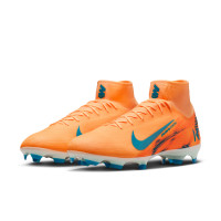 Nike Zoom Mercurial Superfly 10 Mbappé Pro Gras Voetbalschoenen (FG) Lichtoranje Turquoise