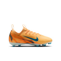 Nike Zoom Mercurial Vapor 16 Mbappé Academy Gras / Kunstgras Voetbalschoenen (MG) Kids Lichtoranje Turquoise