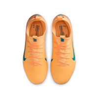 Nike Zoom Mercurial Vapor 16 Mbappé Academy Gras / Kunstgras Voetbalschoenen (MG) Kids Lichtoranje Turquoise