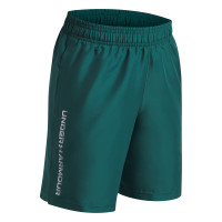 Pantalon d'entraînement Under Armour Tech Woven Wordmark pour Enfants, noir turquoise