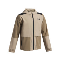 Survêtement tissé Unstoppable Under Armour à fermeture éclair intégrale pour Enfants, beige et noir