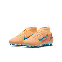 Nike Mercurial Superfly 10 Mbappé Club Gras / Kunstgras Voetbalschoenen (MG) Kids Lichtoranje Turquoise