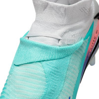 Nike Phantom 6 High Elite Gazon Naturel Chaussures de Foot (FG) Argenté Turquoise Orange Bleu