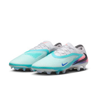 Nike Phantom 6 Low Elite Gazon Naturel Chaussures de Foot (FG) Argenté Turquoise Orange Bleu