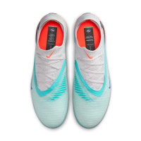 Nike Phantom 6 Low Elite Gazon Naturel Chaussures de Foot (FG) Argenté Turquoise Orange Bleu