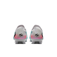 Nike Phantom 6 Low Elite Gazon Naturel Chaussures de Foot (FG) Argenté Turquoise Orange Bleu