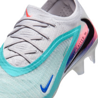 Nike Phantom 6 Low Elite Gazon Naturel Chaussures de Foot (FG) Argenté Turquoise Orange Bleu