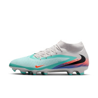 Nike Phantom 6 High Academy Gazon Naturel Artificiel Chaussures de Foot (MG) Argenté Turquoise Orange Bleu