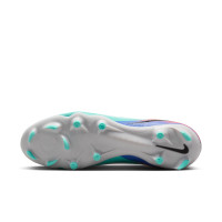 Nike Phantom 6 High Academy Gazon Naturel Artificiel Chaussures de Foot (MG) Argenté Turquoise Orange Bleu