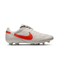 Nike Premier III Gazon Naturel Chaussures de Foot (FG) Gris Clair Rouge Vif