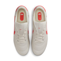 Nike Premier III Gazon Naturel Chaussures de Foot (FG) Gris Clair Rouge Vif