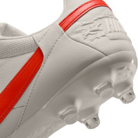 Nike Premier III Gazon Naturel Chaussures de Foot (FG) Gris Clair Rouge Vif